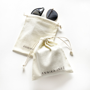 Kích thước tùy chỉnh tái chế 16x18cm bông vải dây rút túi bụi với logo cho các sản phẩm mỹ phẩm trong 6oz - Product Image 2