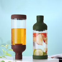 Botol borosilikat tinggi 450ml, botol teh dan buah dingin dengan penyaring