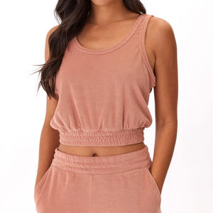 Logo personnalisé sans manches <span class=keywords><strong>Sexy</strong></span> Crop débardeur pour les femmes doux col rond tricoté respirant et séchage rapide sportif vêtements courts - Product Image 2