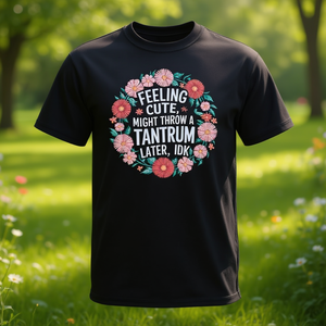 Mi sento carino, potrei avere un attacco di gelosia più tardi, non lo so. T-shirt con design floreale, taglia unisex per adulti - Product Image 3