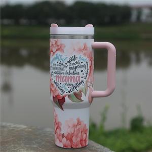8 colori motivo floreale <span class=keywords><strong>festa</strong></span> <span class=keywords><strong>della</strong></span> <span class=keywords><strong>mamma</strong></span> 40oz <span class=keywords><strong>mamma</strong></span> Tumblers fiore rosa Mama caffè da viaggio tazze con manico e paglia per i regali - Product Image 4