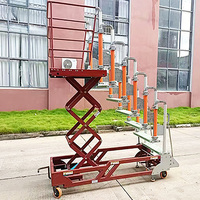 Escalier d'échelles télescopiques en alliage d'aluminium réglable en hauteur avec plate-forme de travail aérien capacité de 350KG pour une utilisation en supermarché et en salle de sport