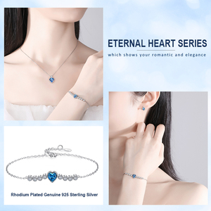 RINNTIN-<span class=keywords><strong>pulsera</strong></span> de eslabones ajustable para mujer, joyería de cristal con corazón azul, Plata de Ley 925 - Product Image 5