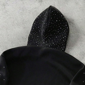 Sweat à capuche Streetwear pour homme, coupe ample, en coton mélangé, avec strass, entièrement personnalisable, style streetwear, pull à capuche avec strass - Product Image 4