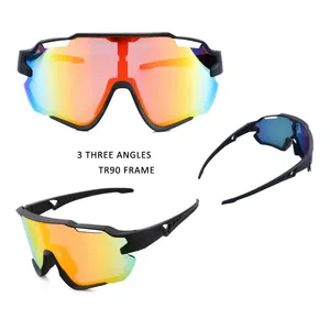 Free Sample photochromic women sunglasses and sports eyewear men mtb goggles polarized TR90 cycling bike glasses 3 lens