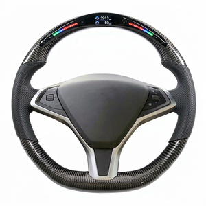 พวงมาลัยหนังแท้แบบกำหนดเอง TDD Luxury 4 ก้าน 40 มม. พร้อมไฟ LED คาร์บอนไฟเบอร์ สำหรับ Tesla Model S ผลิตตามสั่ง - Product Image 1