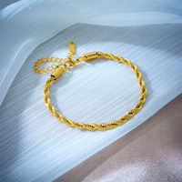 Ensemble Collier et Bracelet Tendance en Chaîne Torsadée en Acier Inoxydable, Plaqué Or 18 carats, pour Femme