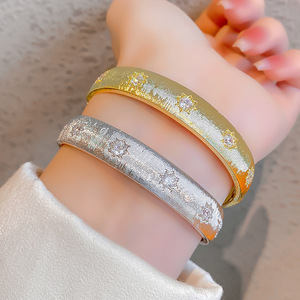 Vintage Style Brushed Bangle 18K Gold <b>Copper</b> Alloy Jewelry Women's <b>Bracelet</b> Anniversary Gift - Product Image 4