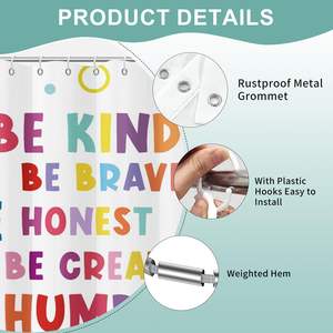 Cortina de ducha para niños, cortina de baño <span class=keywords><strong>con</strong></span> letras coloridas, Be Brave, palabras alentadoras, niño y niña para baño, decoración del hogar en Stock - Product Image 4