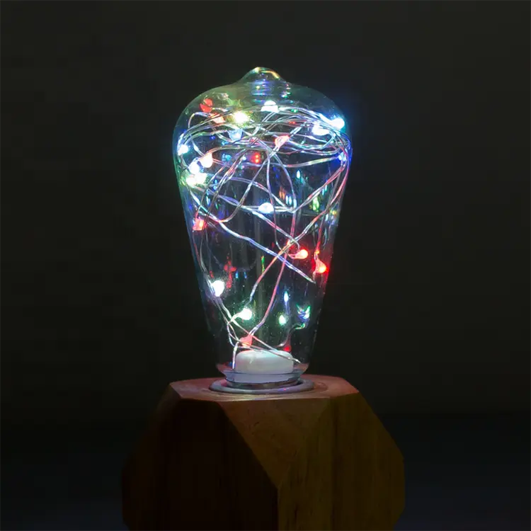 Produttori lampadina a LED in vetro e filo di rame ST64 2.4 m24 luci prodotte luci natalizie e luci KTV festive KH-DXSL-ST64