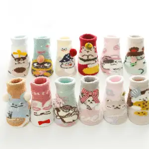Calcetines de punto de Spandex de algodón antideslizantes transpirables informales para bebés recién nacidos, calcetines coloridos antibacterianos de diseñador de alta calidad