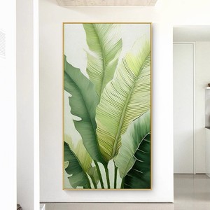 Hand Painted Oil <b>Painting</b> Banana Leaf Art 3D Visual Effect Wall Hanging <b>For</b> Living Room Entryway Decor With <b>Frame</b> - Product Image 2