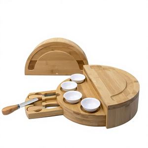 Plateau à charcuterie en bois rond miniature durable de 4,5 cm d'épaisseur avec un ensemble de couteaux, prix d'usine en gros, logo personnalisé TRESUN - Product Image 1