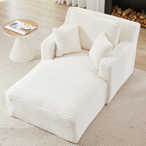 Ensemble de canapés compressibles modernes rectangulaires en velours côtelé pour appartement et villa, mobilier de salon en velours côtelé - Product Image 5