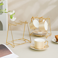 Support de rangement en fil métallique pour tasses et soucoupes, capacité de 6 tasses à café et 6 assiettes, organisateur gain de place pour comptoir de cuisine