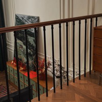 Main courante en bois vintage, tube vertical en acier inoxydable, balustrade d'escalier, utilisation sur balcon, résistant à la rouille, garantie de 3 ans, installation facile