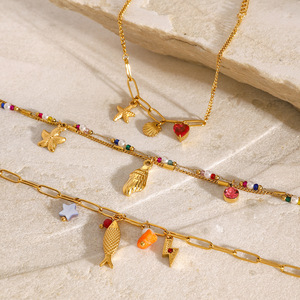 Pulsera de Moda con Dijes, Chapada en Oro de 18K, con Perlas, Estrellas y Cuentas, Joyería para Mujer, Accesorio de Regalo - Product Image 3