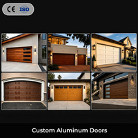 Porte d'entrée résidentielle de villa, sectionnelle automatique, en aluminium, finition grain de bois, taille personnalisée 16x8, isolation thermique, imperméable