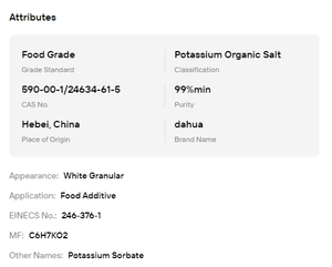 Sorbate de potassium biologique de qualité alimentaire pour la production de boissons et de snacks - Product Image 6