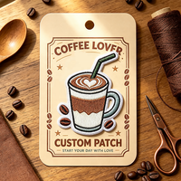 Patch brodé personnalisé en gros pour les amateurs de café, badges en tissu tendance, appliques thermocollantes brodées sur mesure