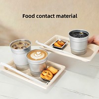 Gobelet élégant et léger en aluminium brossé jetable pour café, boissons froides ou chaudes, idéal pour les cafés