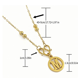 Vente en gros usine : Collier et boucles d'oreilles unisexes personnalisés en acier inoxydable plaqué or, avec chaîne à perles sportives et pendentif simple à 26 lettres - Product Image 6