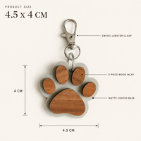 Porte-clés commémoratif pour animaux de compagnie personnalisé, écologique, fait main, avec incrustation de bois, breloque en forme de patte, gravure de nom personnalisée pour chien et chat