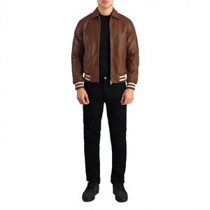 แจ็คเก็ตหนังผู้ชาย ELYSIAN INDUSTRIES แบบ Letterman ซิปหน้า ปกพับได้ สไตล์วิทยาลัย สำหรับฤดูหนาว ขายส่ง - Product Image 6