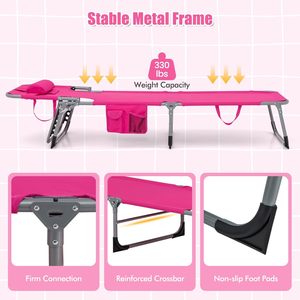 Chaise longue <span class=keywords><strong>de</strong></span> plage pliable avec dossier réglable et <span class=keywords><strong>poche</strong></span> latérale, structure métallique, idéale pour le camping, la piscine et les vacances en bord <span class=keywords><strong>de</strong></span> mer - Product Image 4