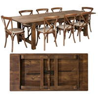 Table Pliante Rustique de Ferme en Bois de Pin Ancien pour Hôtels et Événements, Table d'Extérieur Solide