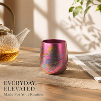 Tasse en titane à double paroi avec finition cristal colorée pour thé, café, bureau et extérieur – Personnalisation de logo en gros pour les entreprises