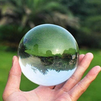 Sphère en cristal acrylique transparent de 100mm avec support en bois Boule de cristal de guérison pour la méditation, décoration de la maison Différentes tailles
