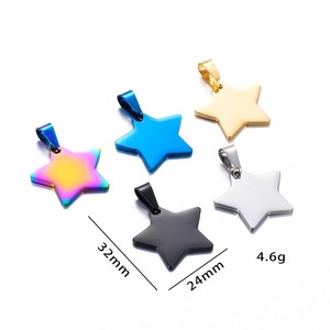 Disque d'identification en acier inoxydable en forme d'étoile 24x25mm |   Pendentif Breloque Gravable Vierge 5 Couleurs |   Accessoires de bijouterie en gros - Product Image 5