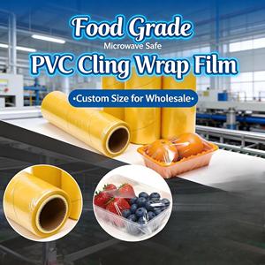 Película Adhesiva <span class=keywords><strong>de</strong></span> PVC <span class=keywords><strong>de</strong></span> Grado Alimenticio, Suave, Transparente, Resistente a la Humedad, para Envolver <span class=keywords><strong>Pan</strong></span> y Verduras, 30-50cm, Venta al por Mayor - Product Image 4