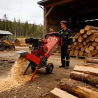 Trituradora de Madera Compacta de 7.5HP, Trituradora de Ramas Portátil de Gasolina, Máquina para Triturar Árboles para Residuos de Jardín y Paisajismo