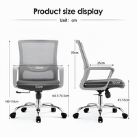 Chaise de bureau ergonomique moderne à dossier haut en maille, confortable, pour usage professionnel et domestique, idéale pour les bureaux commerciaux, gris