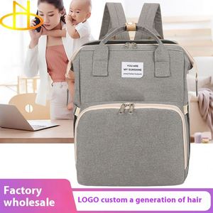 Mochila de nailon impermeable para mujer al por mayor con cierre de cremallera y cinturón con amortiguación de aire, bolsa de viaje para madres en movimiento, cuna portátil para bebé - Product Image 2