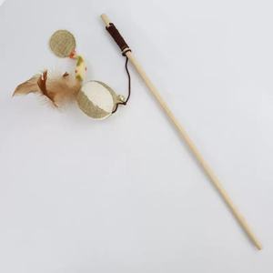 Polyester ve ahşap çevre dostu tüy çan topu kedi kediler ve köpekler için olta kamışı interaktif sesli oyuncak - Product Image 2