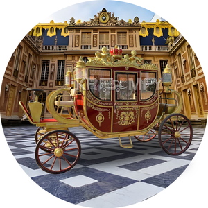 Carruaje de Caballos Rojo Dorado Vintage Europeo, Vehículo Turístico de Lujo, Carruaje Real Eléctrico - Product Image 3