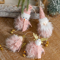Pendentif Bonhomme de Neige Rose en Fourrure, Poupée Bébé Mignonne, Pendentif Clochette, Article Décoratif - Meilleure Vente Noël 2026