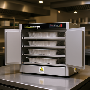 Calentador de Alimentos Vevor de 25x15x24 Pulgadas, Equipo Comercial Digital para Mantener Pizza Caliente con Cuatro Bandejas, Color Plateado - Product Image 2