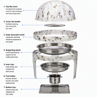 KUNTAI Réchaud de buffet rectangulaire de luxe en acier inoxydable martelé doré, alimenté à l'alcool, 9L, à chafing-dish hydraulique, économe en énergie