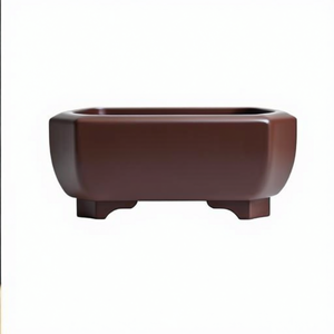 ZP75 Rectangular Purple <b>Clay</b> Bonsai <b>Pot</b> 18x13x7.3 Cm With Drainage Hole For Calamus And Asparagus Fern - Product Image 1