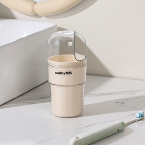 Plastic Toothbrush <b>Holder</b> <b>Toothpaste</b> Container Bathroom Accessory Set Portable Travel Storage Box Double Mouthwash Cups Sealed - Product Image 6