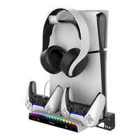 Support mural multifonctionnel de charge de lumière d'ambiance colorée Chargeur de contrôleur de Type-C pour PS5 Slim Console P5S011