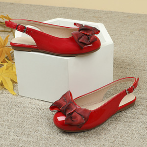 Venta al por Mayor de Zapatos Planos de Ballet con Lazo Rojo, Estilo Princesa, Punta Cerrada, para Niñas - Product Image 2