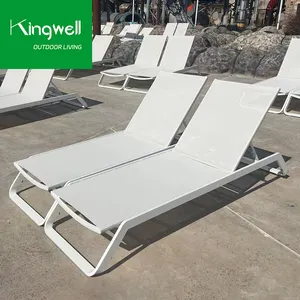 Modern luxury garden furniture daybed beach aluminum chaise lounge chair swimming pool side outdoor sun lounger with canopy
