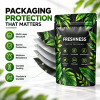 Sacs en Mylar noirs personnalisés, pochettes refermables à fermeture éclair, emballage anti-odeur haute barrière pour thé et herbes séchées