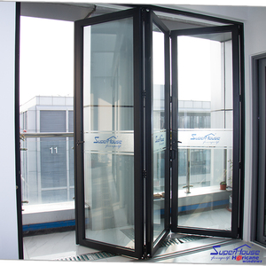 Fisarmonica Bi porte pieghevoli resistente agli urti <span class=keywords><strong>porta</strong></span> in alluminio con doppi vetri in vetro upvc antiuragano Patio pieghevole <span class=keywords><strong>PVC</strong></span> - Product Image 4