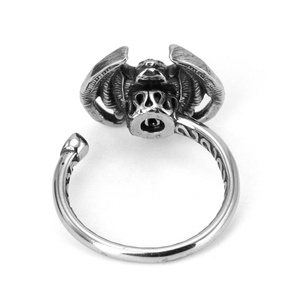 Waterproof 316L Stainless Steel <b>Fidget</b> <b>Rings</b> Bat Shape Retro Texture Decoration Open Adjustable Dark Jewelry for Men Women Daily - Product Image 3
